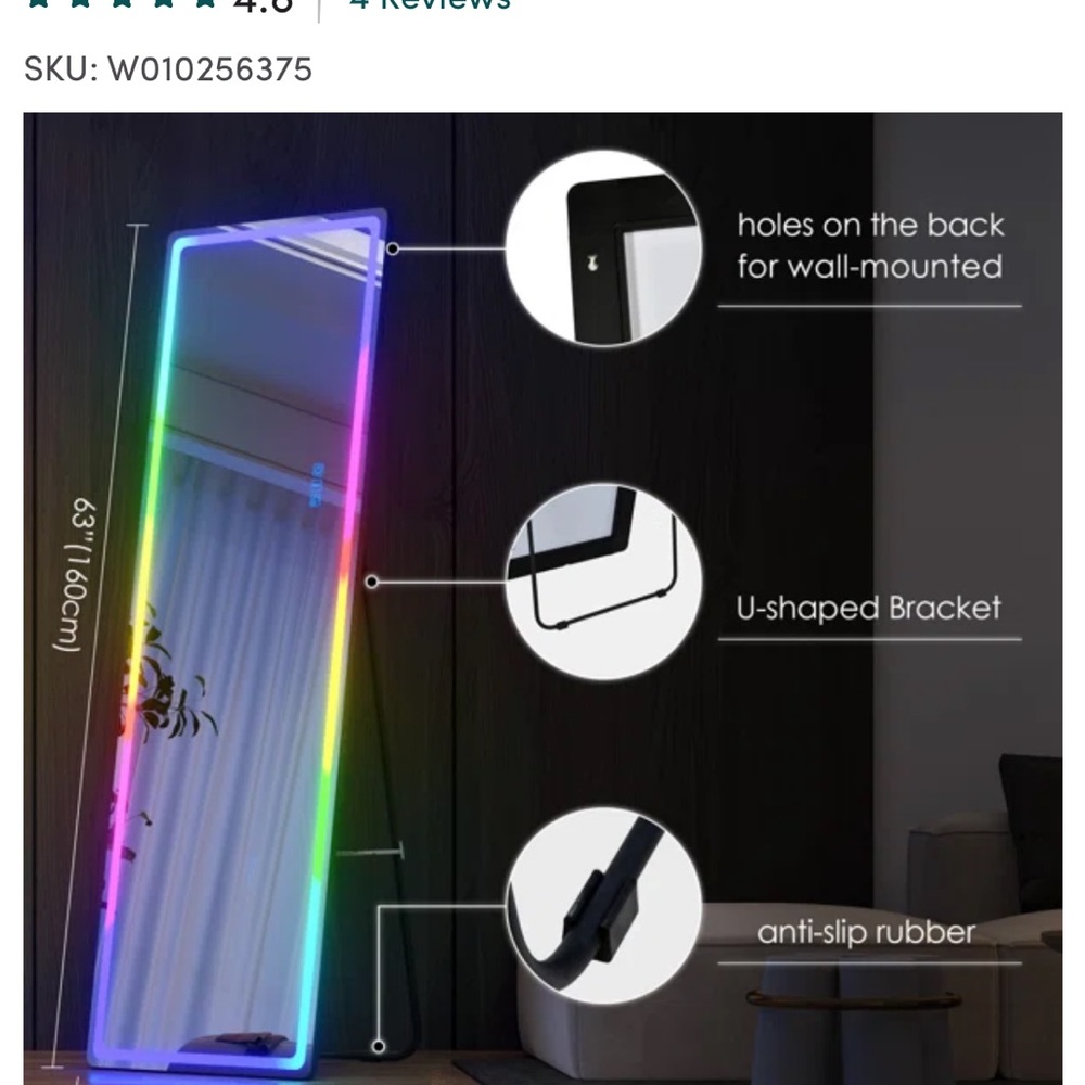 Mirror with LED lighting